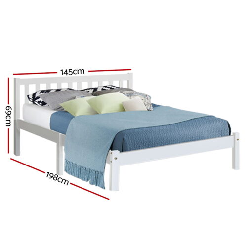 Artiss Bed Frame Double Size Wooden White SOFIE - Image 3