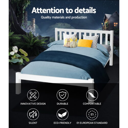 Artiss Bed Frame Double Size Wooden White SOFIE - Image 5