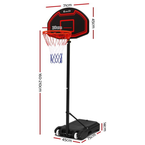Everfit 2.1M Basketball Hoop Stand System Adjustable Portable Pro Kids Black - Image 2
