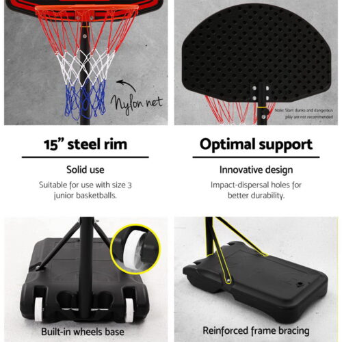 Everfit 2.1M Basketball Hoop Stand System Adjustable Portable Pro Kids Black - Image 3