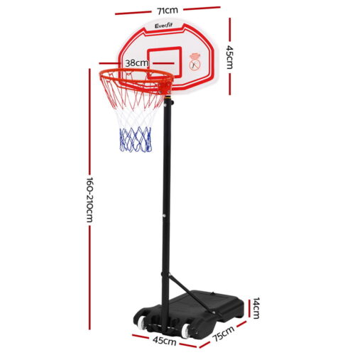 Everfit 2.1M Basketball Hoop Stand System Adjustable Portable Pro Kids White - Image 2