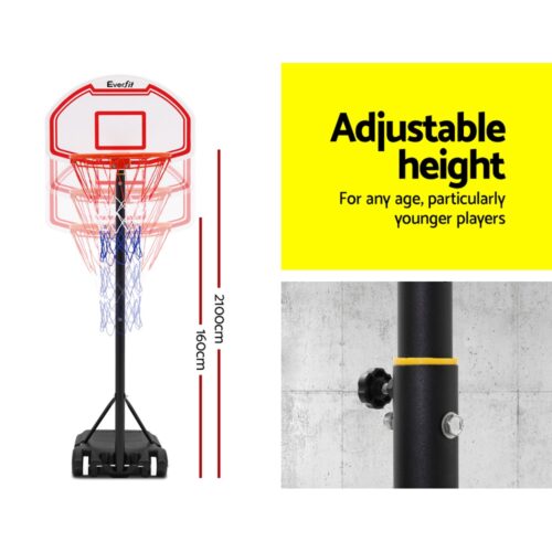 Everfit 2.1M Basketball Hoop Stand System Adjustable Portable Pro Kids White - Image 7