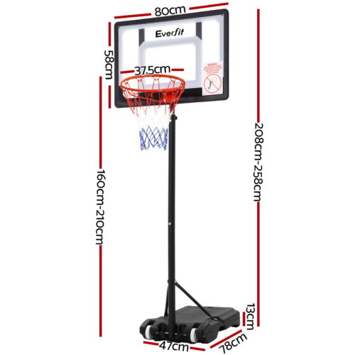 Everfit 2.1M Basketball Hoop Stand System Adjustable Portable Pro Kids Clear - Image 2