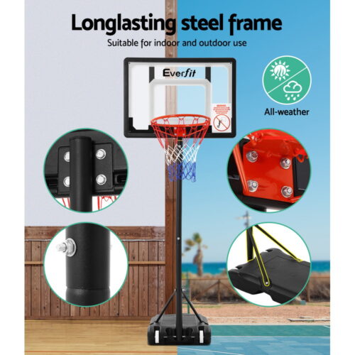 Everfit 2.1M Basketball Hoop Stand System Adjustable Portable Pro Kids Clear - Image 5