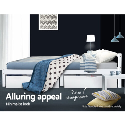 Artiss Bed Frame King Single Size Wooden White LEXI - Image 6