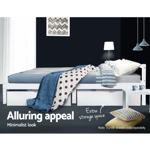 Artiss Bed Frame Double Size Wooden White LEXI - Image 6