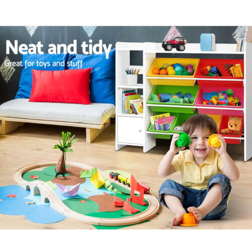 Keezi Kids Toy Box 8 Bins Bookshelf Storage Rack Organiser Toy Display - Image 5