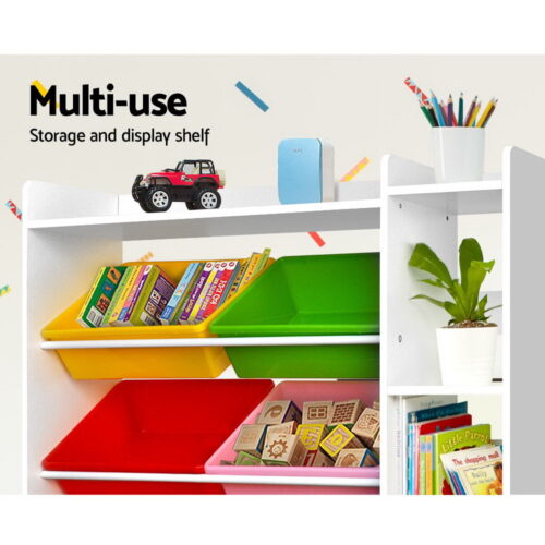 Keezi Kids Toy Box 8 Bins Bookshelf Storage Rack Organiser Toy Display - Image 7