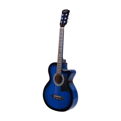 Alpha 38 Inch Acoustic Guitar Wooden Body Steel String Full Size Cutaway Blue - Image 3