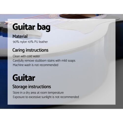 Alpha 38 Inch Acoustic Guitar Wooden Body Steel String Full Size Cutaway Blue - Image 6