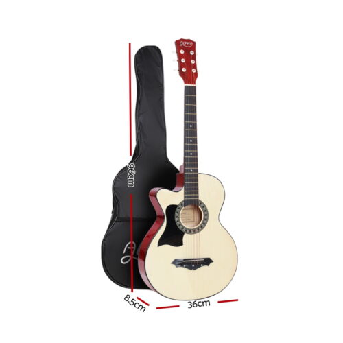 Alpha 38 Inch Acoustic Guitar Wooden Body Steel String Full Size Left Handed - Image 2