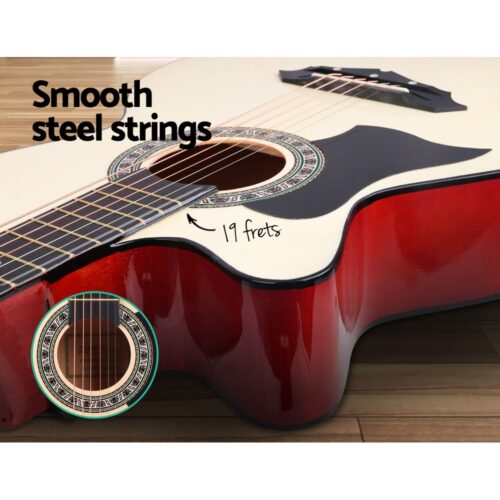 Alpha 38 Inch Acoustic Guitar Wooden Body Steel String Full Size Left Handed - Image 4