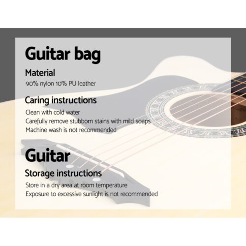 Alpha 38 Inch Acoustic Guitar Wooden Body Steel String Full Size Left Handed - Image 6