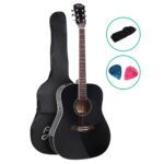 Alpha 41 Inch Acoustic Guitar Wooden Body Steel String Dreadnought Black