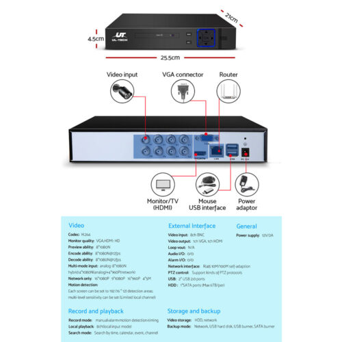 UL-tech CCTV Security System 8CH DVR 8 Cameras 1TB Hard Drive - Image 5