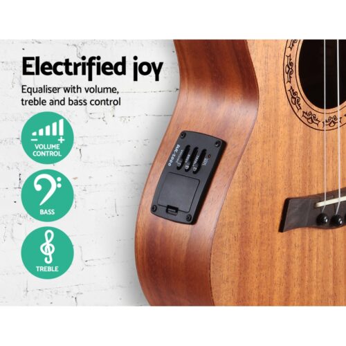 Alpha 26" Ukulele Equaliser Natural Mahogany Tenor Beginner Gift w/ Bag - Image 4
