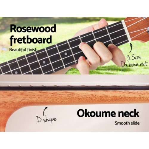 Alpha 26" Ukulele Equaliser Natural Mahogany Tenor Beginner Gift w/ Bag - Image 6