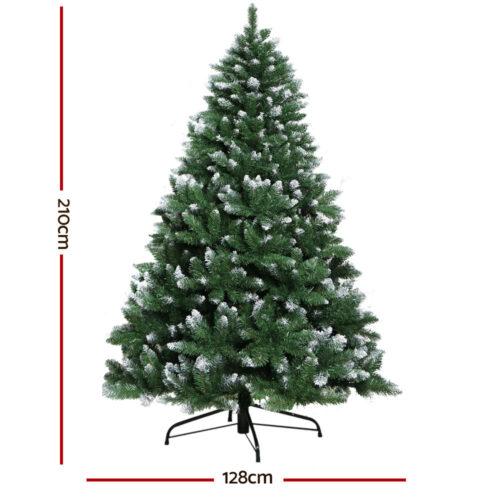 Jingle Jollys Christmas Tree 2.1m Snowy Xmas Tree Decoration 905 Tips - Image 2