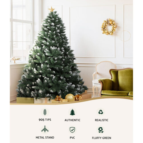 Jingle Jollys Christmas Tree 2.1m Snowy Xmas Tree Decoration 905 Tips - Image 4