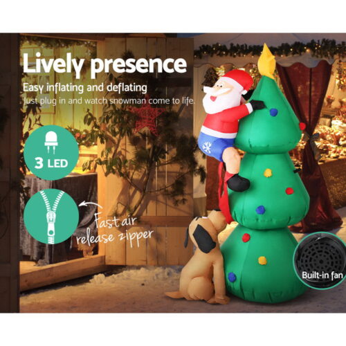 Jingle Jollys Christmas Inflatable Santa Tree 1.8M Illuminated Decorations - Image 5