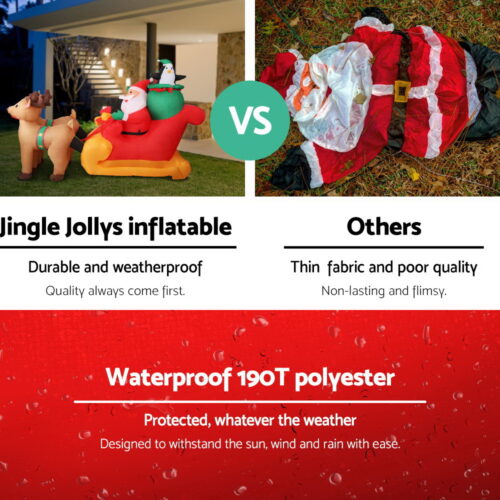 Jingle Jollys Christmas Inflatable Santa Sleigh 2.2M Illuminated Decorations - Image 4