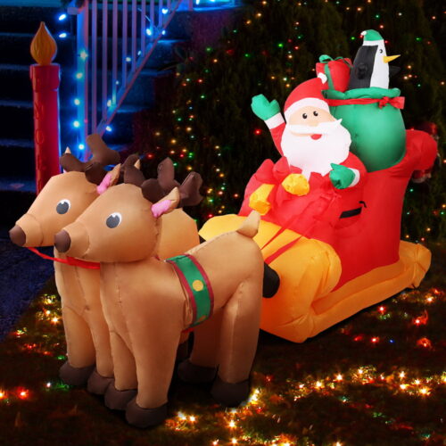 Jingle Jollys Christmas Inflatable Santa Sleigh 2.2M Illuminated Decorations - Image 7