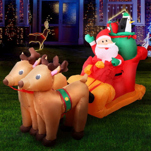 Jingle Jollys Christmas Inflatable Santa Sleigh 2.2M Illuminated Decorations - Image 8