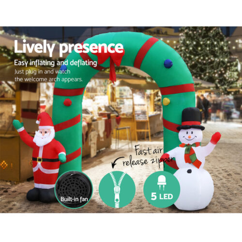 Jingle Jollys Christmas Inflatable Archwary 2.8M Illuminated Decorations - Image 4