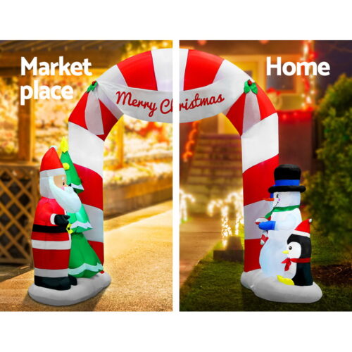 Jingle Jollys Christmas Inflatable Archwary Santa 3M Illuminated Decorations - Image 6