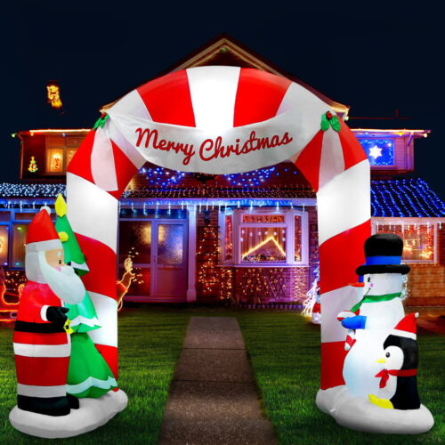 Jingle Jollys Christmas Inflatable Archwary Santa 3M Illuminated Decorations - Image 8