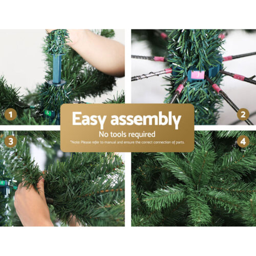Jingle Jollys Christmas Tree 2.4M Xmas Tree Decorations Green 1500 Tips - Image 6
