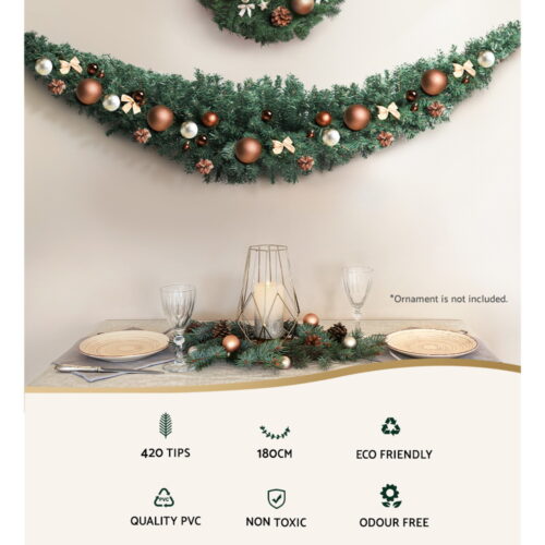 Jingle Jollys 1.8m Christmas Garland Xmas Decorations Green Wedding Party - Image 5
