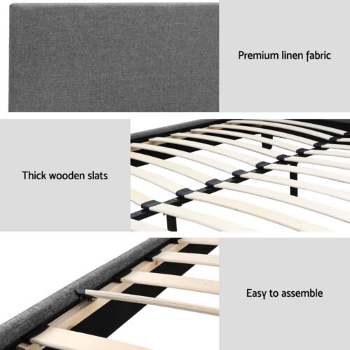 Artiss Bed Frame Double Size Grey NEO - Image 6