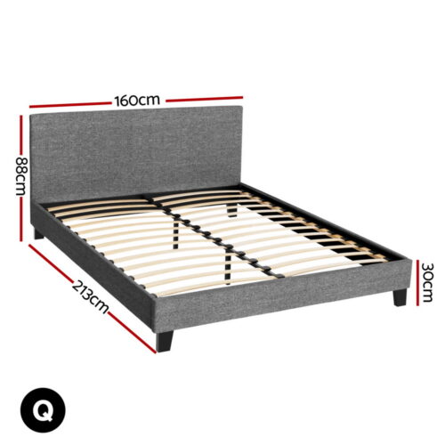 Artiss Bed Frame Queen Size Grey NEO - Image 2