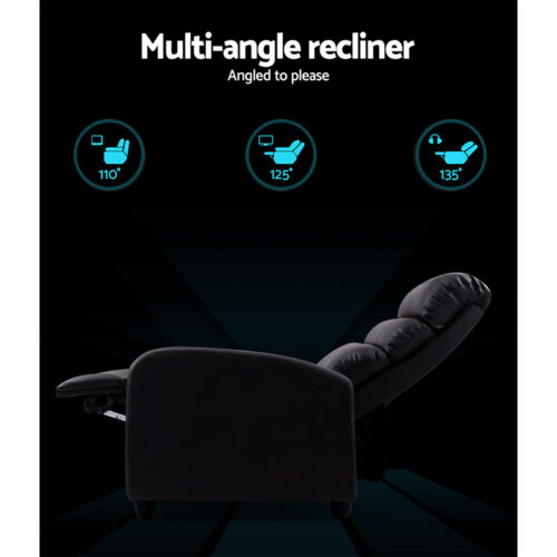 Artiss Recliner Armchair Brown Faux Leather Bolivia - Image 5