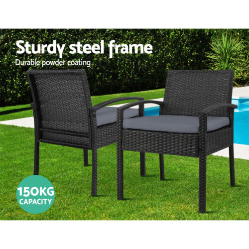 Gardeon 2PC Outdoor Dining Chairs Patio Furniture Rattan Lounge Chair Cushion Felix - Image 11