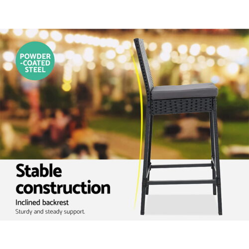 Gardeon 5-Piece Outdoor Bar Set Patio Dining Chairs Wicker Table Stools - Image 7