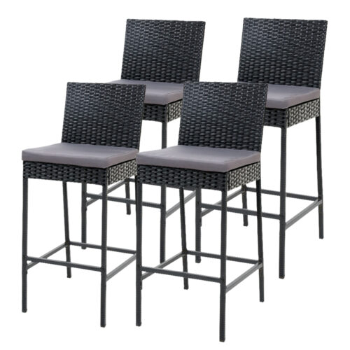 Gardeon 4-Piece Outdoor Bar Stools Dining Chair Bar Stools Rattan Furniture - Image 2