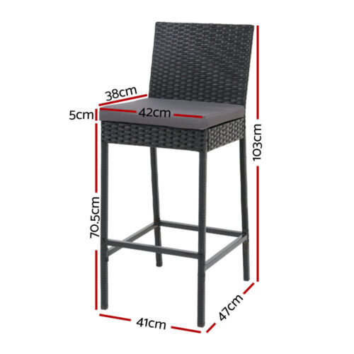 Gardeon 4-Piece Outdoor Bar Stools Dining Chair Bar Stools Rattan Furniture - Image 3