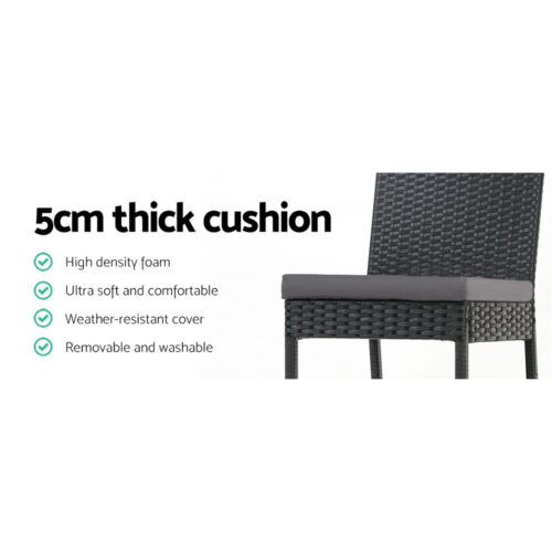 Gardeon 4-Piece Outdoor Bar Stools Dining Chair Bar Stools Rattan Furniture - Image 8
