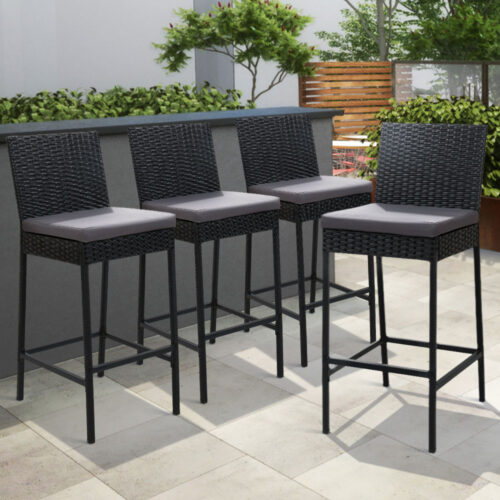 Gardeon 4-Piece Outdoor Bar Stools Dining Chair Bar Stools Rattan Furniture - Image 9