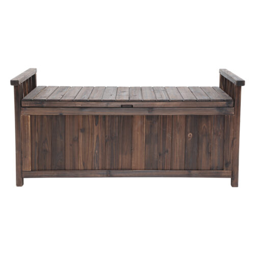 Gardeon Outdoor Storage Bench Box Wooden Garden Toy Tool Shed Patio Furniture Charcoal - Image 4
