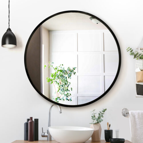 Embellir Wall Mirror Makeup 90cm Home Decor Framed Mirrors Bathroom Round Black - Image 8