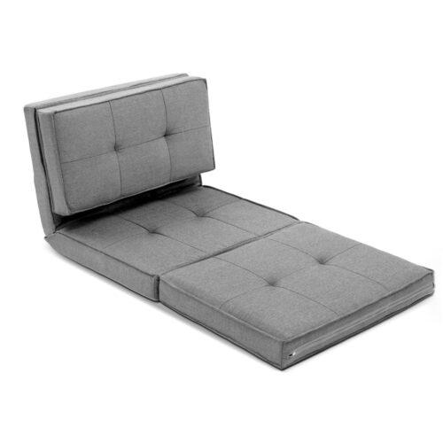 Artiss Floor Lounge Single Sofa Bed Grey Fabric - Image 2