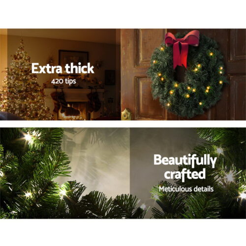 Jingle Jollys 60cm Christmas Wreath Garland Xmas Decorations Wedding Party - Image 7