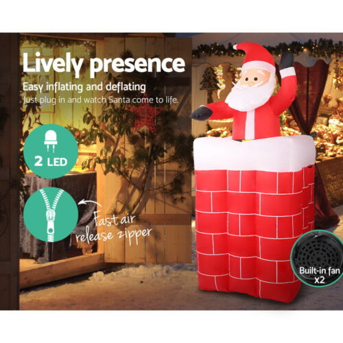 Jingle Jollys Christmas Inflatable Santa Pop Up 1.8M Illuminated Decorations - Image 7