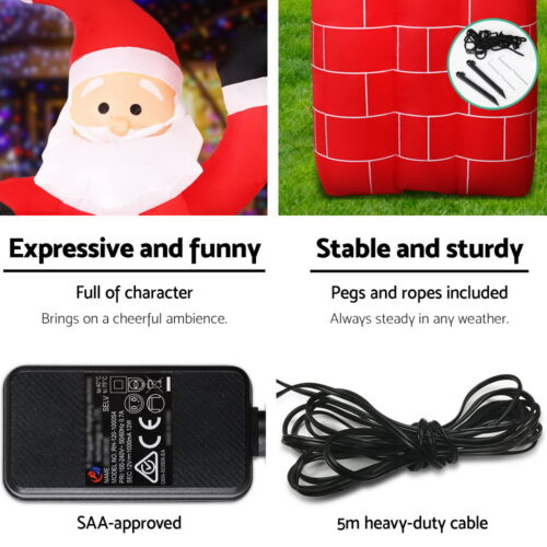 Jingle Jollys Christmas Inflatable Santa Pop Up 1.8M Illuminated Decorations - Image 8
