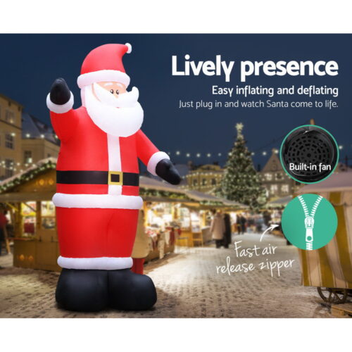 Jingle Jollys Christmas Inflatable Santa 5M Illuminated Decorations - Image 7