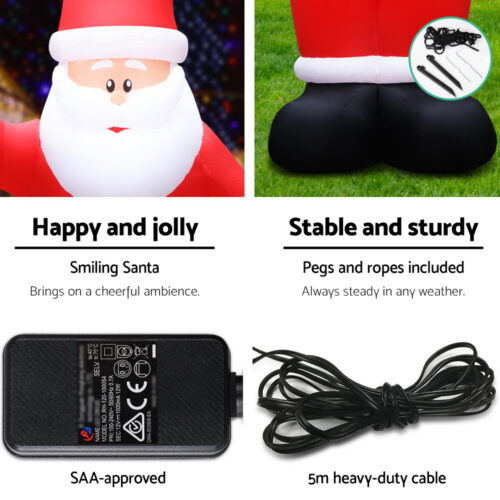 Jingle Jollys Christmas Inflatable Santa 5M Illuminated Decorations - Image 8