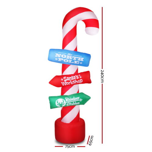 Jingle Jollys Christmas Inflatable Candy Pole 2.4M Illuminated Decorations - Image 3